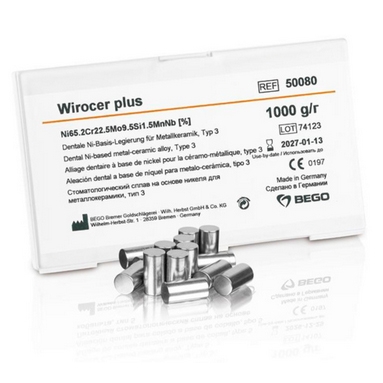  Wirocer Plus NiCr  , Ni (65.2%), Cr (22,5%), Mo (9,5%) 1. BEGO