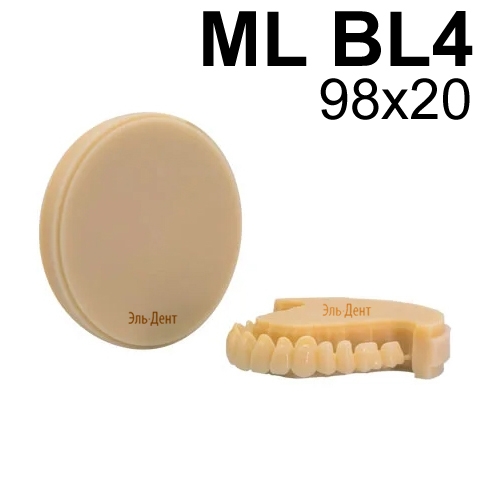 ��������� ���������������������� HugeDentalPMMA ML BL4 98*20 BLEACH