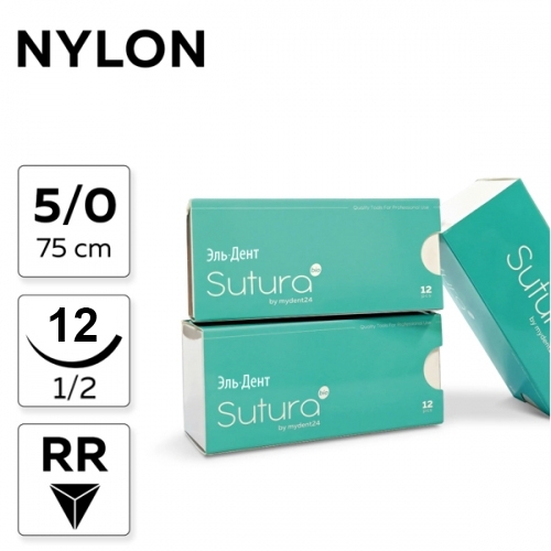 ������ ��������(���� 302) NYLON 5/0_75_12, ����������, 1/2, ���-��� (12 ��.). SUTURA