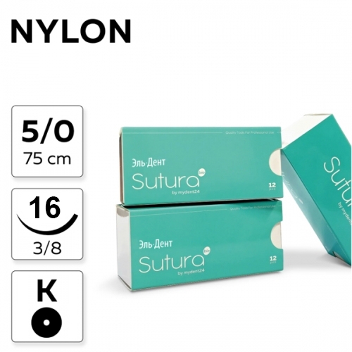 ������ ��������(���� 302) NYLON 5/0_75_16, ����������, 3/8, ���. (12 ��.). SUTURA