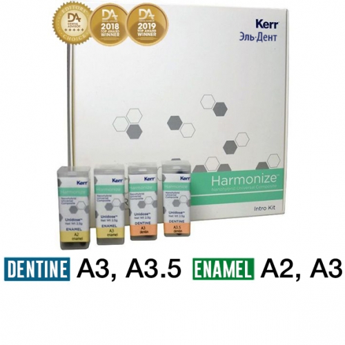 Harmonize  Intro Kit Unidose  :  40*0.25. (Dentine A3, A3.5; Enamel A2, A3), 36634, Kerr