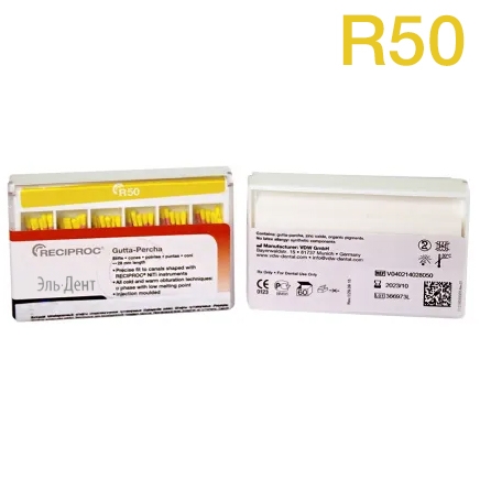 Reciproc guttapercha points,  (length) 28 , R50  (size), 60 .